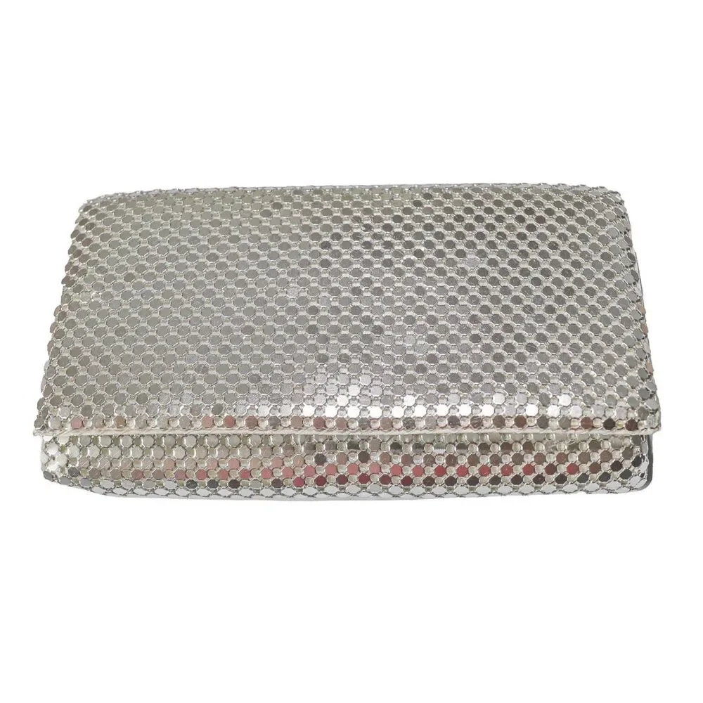Vintage Jessica McClintok Chainmail Metal Clutch‎ Purse Wedding Bridal Bag